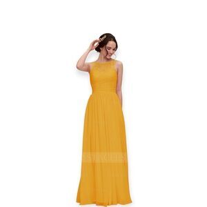 Stacees A-linePrincess Bateau Sleeveless bridesmaid dress marigold NWT